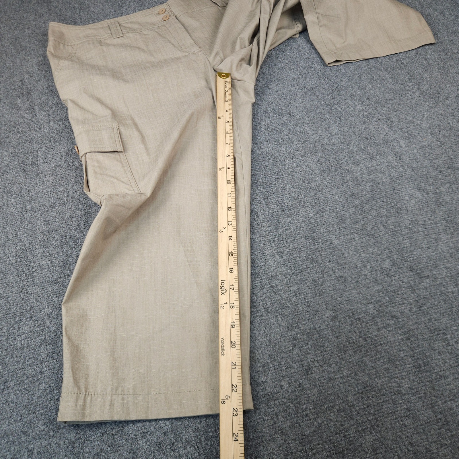 Ab Studio Khaki Cargo Capri Pants Womens 16 Stretch Cotton Crop Trousers 0410w65 — image 6 of 8
